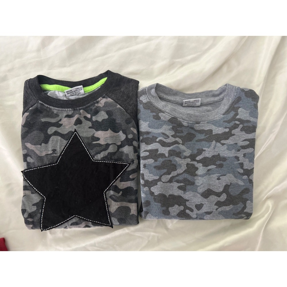 EUC Lot of 2 Mish Boys long sleeve waffle knit t-shirts camo Sz 5